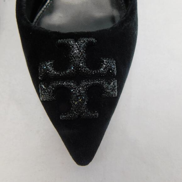 Tory Burch Women's Black Eleanor Velvet Slingback Pumps - Size 7.5 Shoes - Picture 3 of 14
